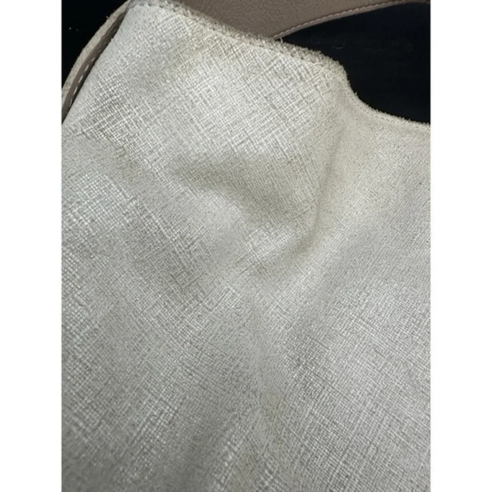 Innue Beige White Metallic Leather Hobo Bag Made in‎ Italy Large